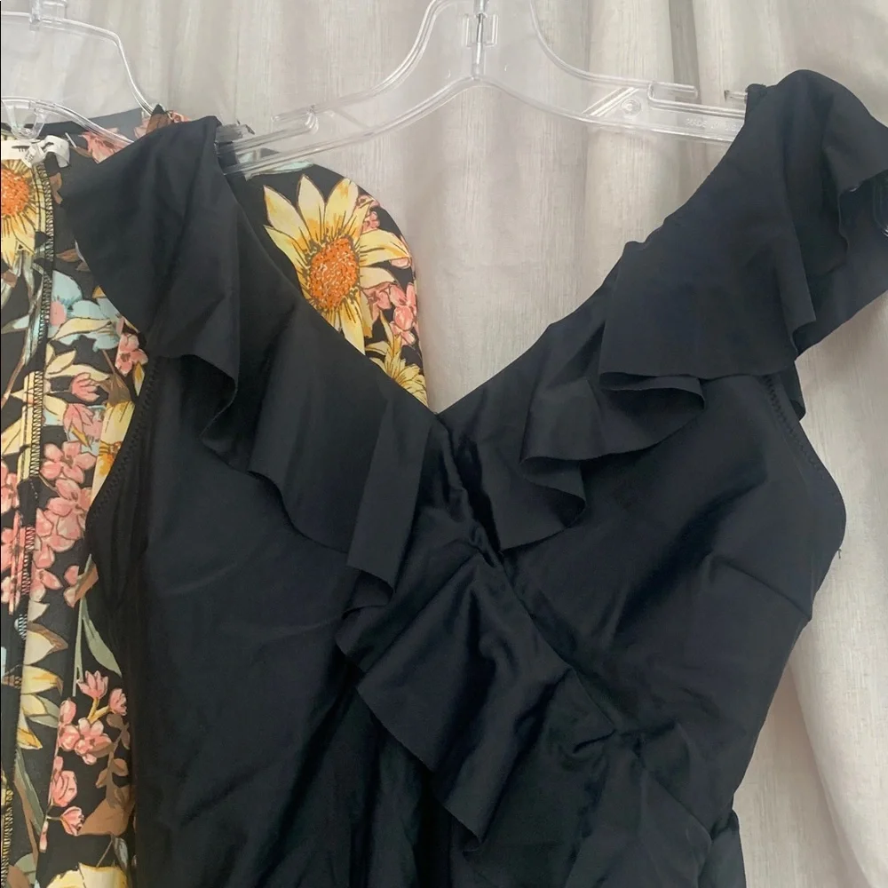 Women’s Black Ruffled One-Piece Swimsuit